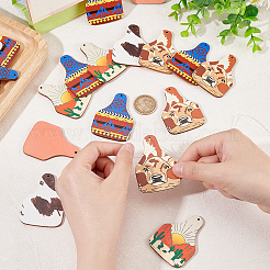 40Pcs 4 Style Single Face Printed Basswood Big Pendants&nbsp;WOOD-OC0002-66