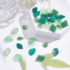 80個7スタイル透明スプレー塗装ガラスペンダント  葉  ミックスカラー  10個/スタイル&nbsp;GLAA-SC0001-66