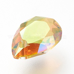 ガラスラインストーンチャーム  多面カット  ティアドロップ  ミックスカラー  9x6x4mm  穴：1mm&nbsp;RGLA-A024-H02-M1