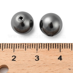ベーキングペイント パール加工ガラスパールラウンドビーズ  半分穴を開けた  ブラック  10mm  穴：1.2mm&nbsp;HY-Q001-02A-05