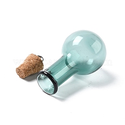 ガラスチャーム  木製のボトルストッパーとプラチナ合金ループ付き  球根形  ダークシアン  34x18mm  穴：2mm&nbsp;GLAA-P053-01A-03