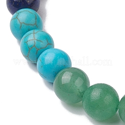 Chakra 8mm Round Natural Golden Sheen Obsidian & Amethyst & Lapis Lazuli & Tiger Eye & Green Aventurine & Carnelian & Red Aventurine&nbsp;BJEW-JB10624-02