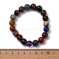 Natural & Synthetic Mixed Gemstone Beaded Stretch Bracelets for Women Men&nbsp;BJEW-F490-01B