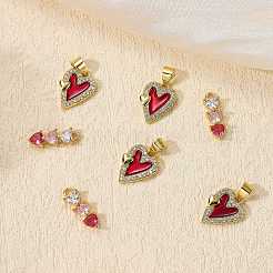 5Pcs Brass Micro Pave Cubic Zirconia Charms&nbsp;KK-SZ0007-56