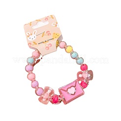 女の子向けの愛らしいパステルカラーのアクリルビーズストレッチブレスレット  カラフル  封筒  内径：2.36インチ（6cm）&nbsp;FS-WGCE8BF-07