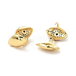 Medium Blue Cubic Zirconia Clamshell Shape with Evil Eye Hoop Earrings&nbsp;EJEW-G297-09G