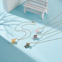 天然石と合成石のマッシュルーム ペンダント ネックレス  女性のためのライトゴールドトーンの銅線ラップネックレス  17.72インチ（45cm）  1.5mm&nbsp;NJEW-JN03967