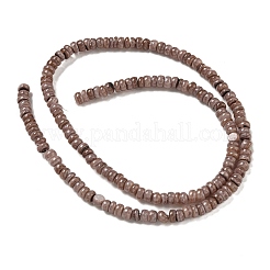 染め天然淡水シェルビーズ連売り  ロンデル  ココナッツブラウン  1~4.5x4~4.5x2~4.5mm  穴：0.5mm  約159個/連  15.12''（38.4センチメートル）&nbsp;BSHE-G039-07I