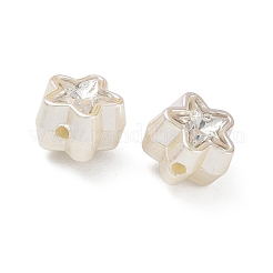 焼き絵のアクリル絵具とラインストーンビーズ  スター  多面カット  フローラルホワイト  14x14.5x12mm  穴：2.5mm&nbsp;RB-CBA19D7-03B