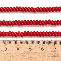 合成ターコイズビーズ連売り  ロンデル  染め  レッド  4x2mm  穴：0.9mm  約160~162個/連  14.96~15.16インチ（38~38.5cm）&nbsp;G-Z110-B01-2x4mm-02