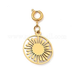Natural Green Turquoise Flat Round Boho Pendants Decorations&nbsp;STAS-K260-02G