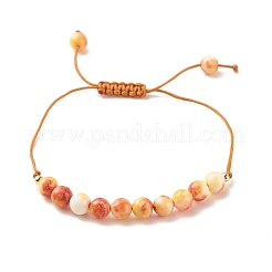 Round Natural White Jade Braided Bead Bracelet&nbsp;BJEW-JB07969