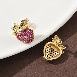 Brass Cubic Zirconia Strawberry Stud Earrings&nbsp;EJEW-L301-01G