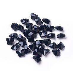 透明ガラスビーズ  多面カット  蝶  ブラック  8x10x5.5mm  穴：1mm&nbsp;LS-GLAA-P037-02A-20