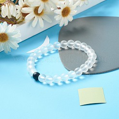 合成水晶ビーズと合成ブラックストーンビーズストレッチブレスレットセットの女の子の女性への贈り物  内径：2-3/8インチ（6cm）  2個/セット&nbsp;BJEW-JB06792