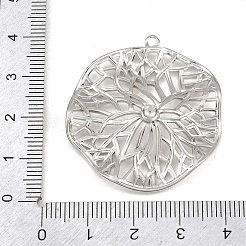 304ステンレスペンダント  蓮の葉脈模様のチャーム  ステンレス鋼色  32x35x5mm  穴：1.6mm&nbsp;SA-CBA7A79-07P
