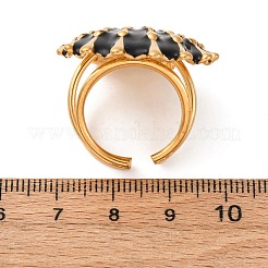 304ステンレススチールカフオープンリング  エナメル  ゴールドカラー  シェル形状  31x28.5mm&nbsp;RJEW-S632-02B-G