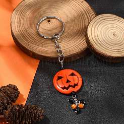 合金と樹脂のペンダントキーホルダー  ハロウィーンの鍵吊り飾り  カボチャ  プラチナ  108mm&nbsp;KEYC-JKC00893