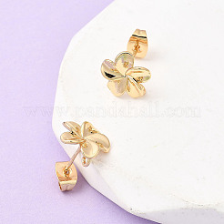 Flower Brass Stud Earrings Findings&nbsp;KK-K374-26G