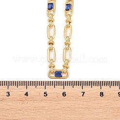 5MM Brass Pave Cubic Zirconia Oval Link Chain Necklaces&nbsp;NJEW-D324-01G-03
