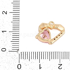 真鍮製マイクロパヴェキュービックジルコニアチャーム  ハート  ゴールドカラー  12.5x14.5x4.5mm  穴：1.2mm&nbsp;LS-ZIRC-P122-01C-G02