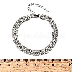 304 Stainless Steel Rhinestone Cup Chain Multi-strand Bracelets for Women&nbsp;BJEW-P376-01P-03