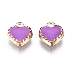 合金エナメルチャーム  ハート  ライトゴールド  ミディアム蘭  8x7.50x2.50mm  穴：1.50mm&nbsp;ENAM-Q033-51H
