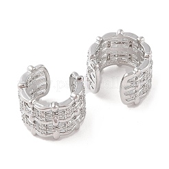 Rack Plating Brass Micro Pave Clear Cubic Zirconia Cuff Earrings for Women&nbsp;EJEW-G394-02P
