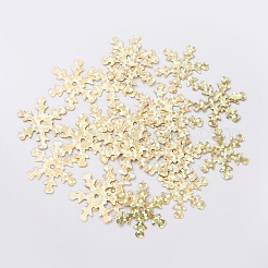 オーナメントアクセサリープラスチック製スパンコール/スパンコールビーズ  スノーフレーク  ゴールド  19x17x0.1mm  穴：1.4mm&nbsp;PVC-E001-04-LS01