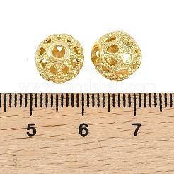 真鍮ビーズ  中空ラウンド  18KGP本金メッキ  10x9mm  穴：2.3mm&nbsp;KK-D120-01G