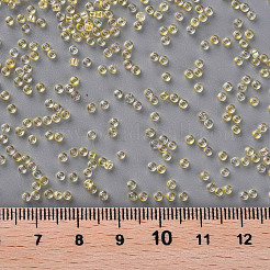 12/0 FGBグレードAラウンドガラスシードビーズ  透明インサイドカラー  ABカラーメッキ  ライトカーキ  2.3x1.5mm  穴：1mm  約48500個/ポンド&nbsp;SEED-N001-E-302