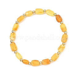 Natural Amber Cuboid Beads Stretch Bracelets for Women Men&nbsp;BJEW-JB13639-01