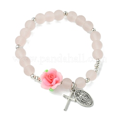 5Pcs 5 Colors Transparent & Frosted Glass Beads Stretch&nbsp;BJEW-JB11494