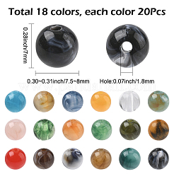 360Pcs 18 Colors Resin Beads&nbsp;RESI-SC0006-34
