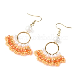 Glass Braided Beads Dangle Earrings&nbsp;EJEW-MZ00747-02