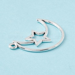 合金のチベット風チャーム  スターとムーン  アンティークシルバー  37x25x2mm  穴：1.8mm&nbsp;PALLOY-P283-01AS