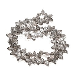 電気メッキガラスビーズセット  葉  ライトグレー  11x7x4mm  穴：0.8mm  約100個/連  23.15~23.50''（58.8~59.7センチメートル）&nbsp;EGLA-B004-02A-PL01