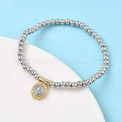 Brass Oval Charms Bracelets&nbsp;BJEW-B148-03A-03