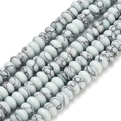 合成ターコイズビーズ連売り  ロンデル  染め  紺碧  4x2mm  穴：0.9mm  約160~162個/連  14.96~15.16インチ（38~38.5cm）&nbsp;G-Z110-B01-2x4mm-01
