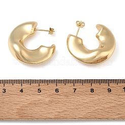 女性のための真鍮のスタッドピアス  ハーフフープピアス  ゴールドカラー  29x28x10mm&nbsp;KK-CBAD851-18G