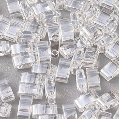 MIYUKIハーフティラビーズ  日本製シードビーズ  2の穴  （htl160)クリスタルの光沢  5x2.3x1.9mm  穴：0.8mm  約12500個/500g&nbsp;SEED-MY05-HTL160