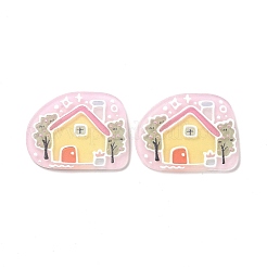 印刷されたアクリルカボション  家柄のナゲット  ピンク  30x39x2.2mm&nbsp;MACR-C003-27