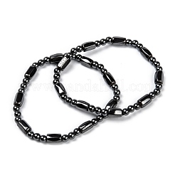 磁気ヘマタイトブレスレット  濃いグレー  内径：2-1/8インチ（5.4cm）&nbsp;X-BJEW-Q005