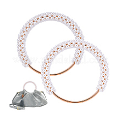 Resin Imitation Pearl Beaded Iron Ring Bag Handles&nbsp;FIND-WH0435-72KCG-01