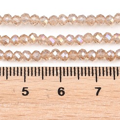 電気メッキガラスビーズセット  ABカラーメッキ  ファセットロンデル  リネン  3x2mm  穴：0.5mm  約135~140個/連  32~34cm&nbsp;X-EGLA-R048-2mm-33
