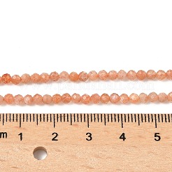 天然石サンストーンビーズ連売り  多面カット  ラウンド  3mm  穴：0.5mm  約126個/連  14.96''（38センチメートル）&nbsp;G-RM250101-B40