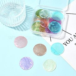 24Pcs 8 Colors Spray Painted Natural Capiz Shell Disc Links Connector Charms&nbsp;SSHEL-FS0001-06
