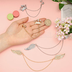 4Pcs 4 Styles Alloy & Iron Hanging Chain Brooches&nbsp;JEWB-CA0001-64