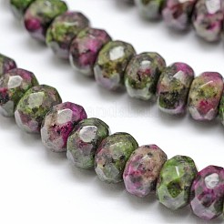 Faceted Natural Ruby in Zoisite Rondelle Beads Strands&nbsp;X-G-K090-04