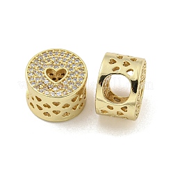 Brass Micro Pave Clear Cubic Zirconia European Beads&nbsp;KK-P270-13G